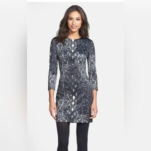 Cynthia Steffe Kendall Black Lace Print Dress Size 4 Scuba Knit